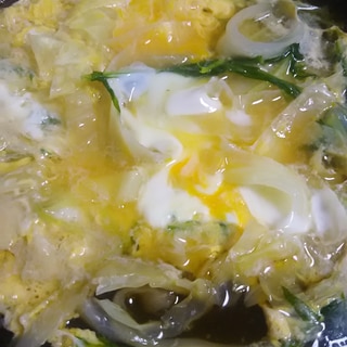 水菜とキャベツの卵とじ(^^)